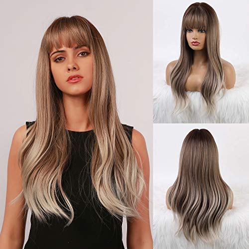 HAIRCUBE Long Wavy Wigs Synthetic Hair Wigs for women Natural Looking Curly Heat Wigs for Daily Use Wig（mix Gray）