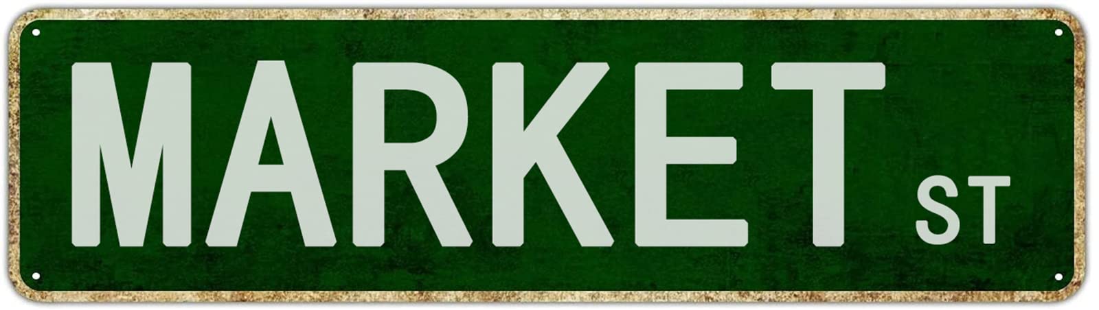 peiyeety Vintage Metal Tin Sign Market Street Sign, Retro Wall Decor for Home, Bar, Garage, Cafe, Man Cave, Grocery Store, Farmers Market, Rustic Wall Art for Indoor and Outdoor Decoration, 4x16 Inch
