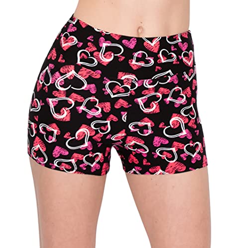 Image of ALWAYS Women Workout Yoga Shorts - Premium Soft Solid Stretch Cheerleader Running Dance Volleyball Short Pants Valentine Heart 4552 L