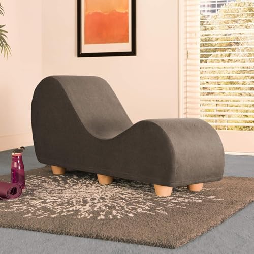 Image of Faux Leather Yoga Stretch Chair Couch - Play, Relax & More | Love Seat for Couples, Fun, & Flexibility! (Mocha)