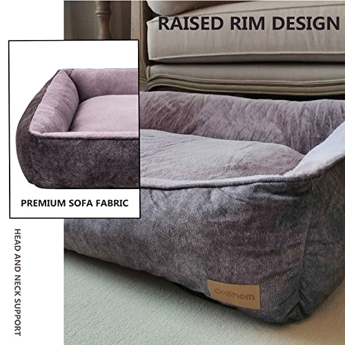Coohom Rectangle Washable Bed, Durable, Warming Comfortable Square Pet Crate Bed Simple Design Style, For Medium Large Dogs (25 Inch, Black) #TOP2