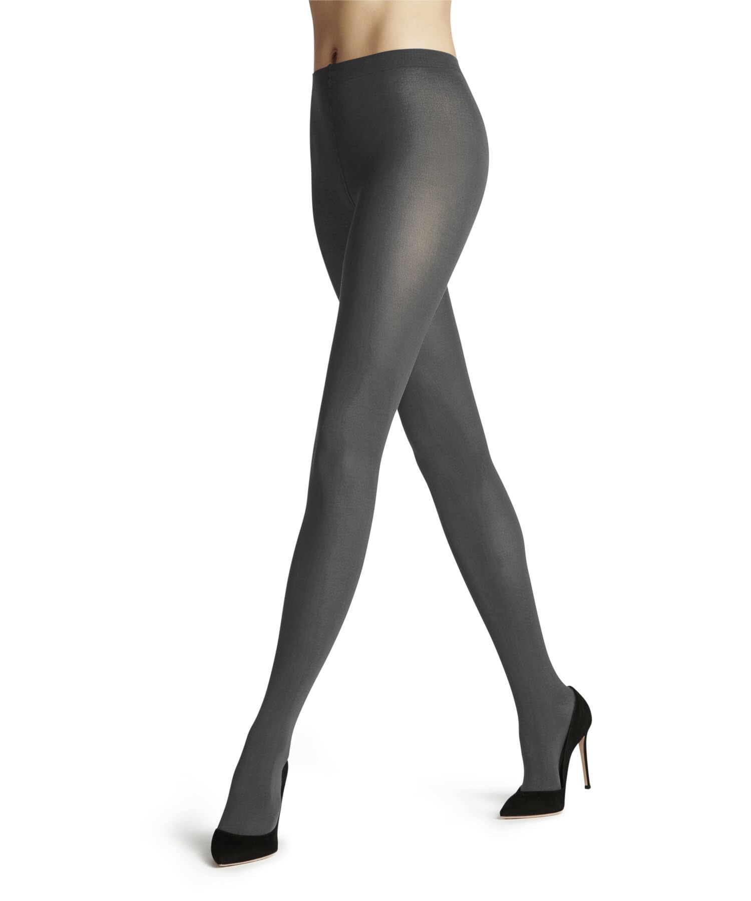 FALKE Women's Cotton Touch W Ti Opaque Plain Tights 1 Pair, Grey Flanell 3210, L