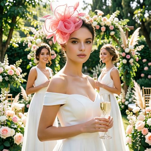 Image of DRESHOW Fascinators Hat Tea Party Headwear Ribbons Feathers on a Headband and a Clip for Women
