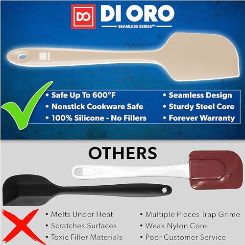 Image of DI ORO Silicone Spatula Set - Rubber Kitchen Spatulas for Baking, Cooking, & Mixing - 600F Heat-Resistant & BPA Free Silicone Scraper Spatulas for Nonstick Cookware - Dishwasher Safe (3pc, Clay)