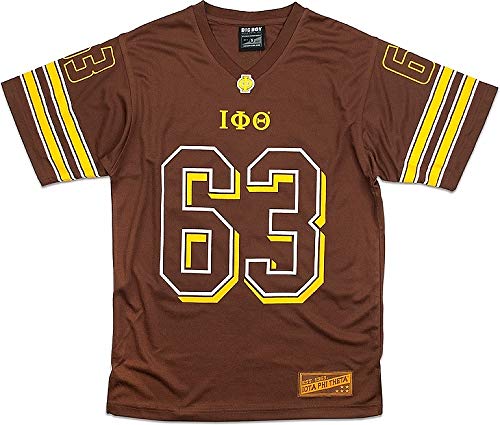 Big Boy Iota Phi/? Theta Divine 9 Mens Football Jersey Tee [Brown - S] - ID#1690