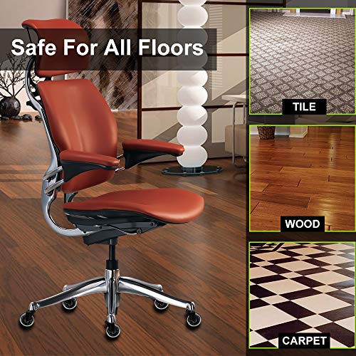 8T8 Replacement Office Chair Caster Wheels 3" - Set Of 5-Heavy Duty Soft Pu Rubber Safe For Hardwood Carpet Tile Floors Generally Applicable To Office Wheels(Black Transparent) #TOP4