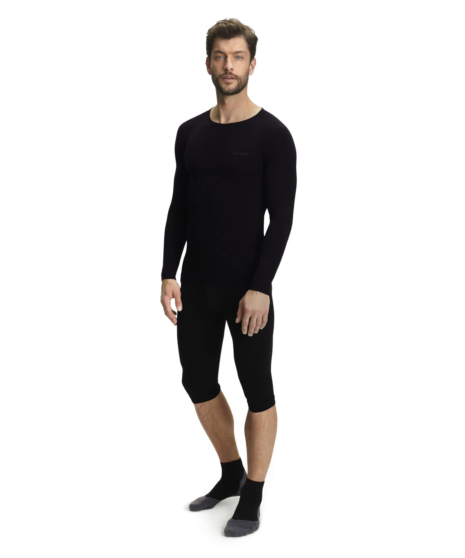FALKE Hombre Warm Round Neck capa de base superior Ropa Interior Térmica Para Climas De Suaves a Fríos Secado Rápido Transpirable Hilo Funcional 1 pieza