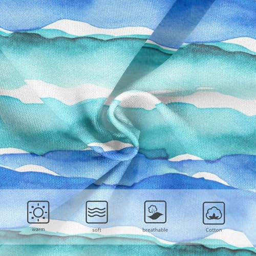 Toddlers Underwear Floral 2t Cotton Cute Panties Girl Animal Underpants Briefs Watercolor Ocean Waves Blue Turquoise3