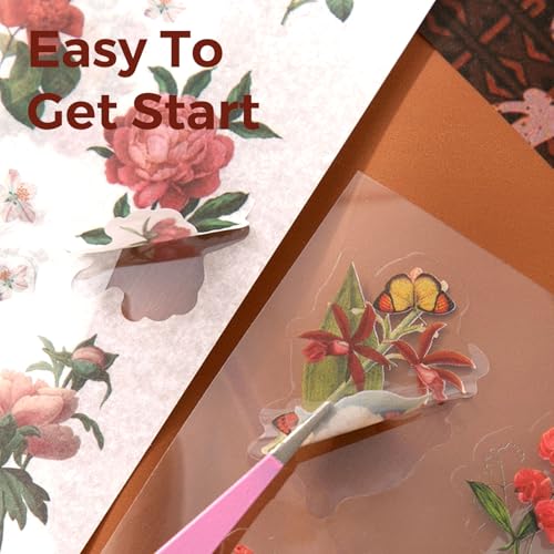 Funto Scrapbooking Kit(154 PCS), Vintage Collection-Letter from Flowers, Perfect for Bullet Scrapbooking Materials, Planner DIY Arts Craft Collage - Thumbnail 5