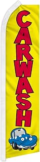 Car Wash Yellow Swooper Advertising Flag - Perfect for Performance Shops, Mechanics, Auto Repair, Tuning Shops, Car Wash