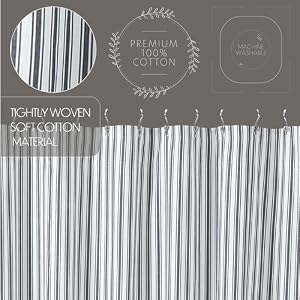 VHC Brands Sawyer Mill Ticking Stripe Shower Curtain Black 72×72