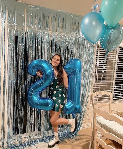 Image of 40 Inch Navy Blue Number 9 Balloon, 9th Blue Birthday Party Decorations | 40 Inch Navy Blue inflatable foil number balloons, large birthday decorations for 9th birthday