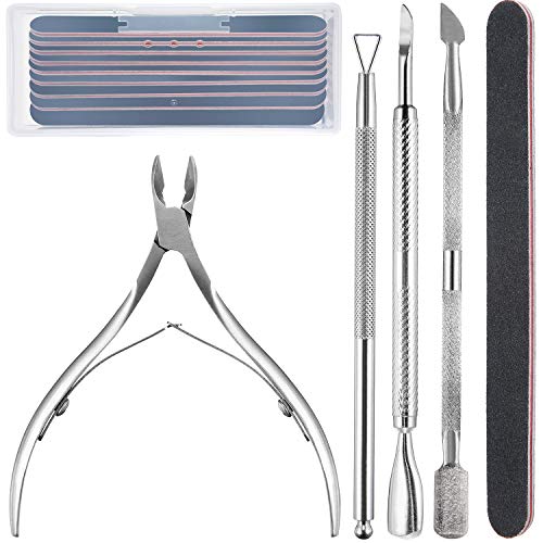 TecUnite 63 Pieces Aluminium Foil Nail Wraps Nail File Remove Gel Nail Polish Cuticle Peeler Scraper Cuticle and Nipper Tool Pedicure Manicure Set in Plastic Box
