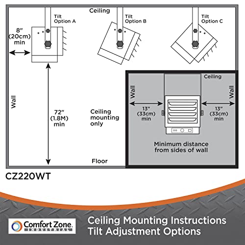 Comfort Zone CZ220 Hard-Wired Ceiling Mount Garage Electric Space Heater thumb #5