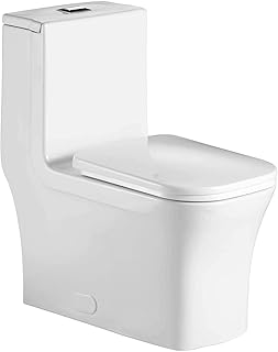 Fine Fixtures Dual-Flush Elongated One-Piece Toilet with High Efficiency Flush, white (MOTB9W)