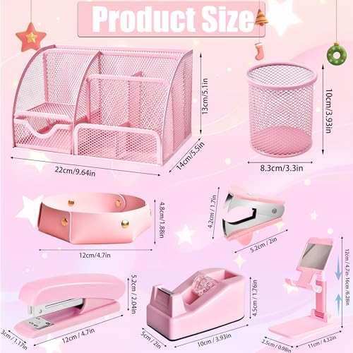 LXEVIHK Pink Desk Accessories 23-Piece Office Supplies Gift Set for Women