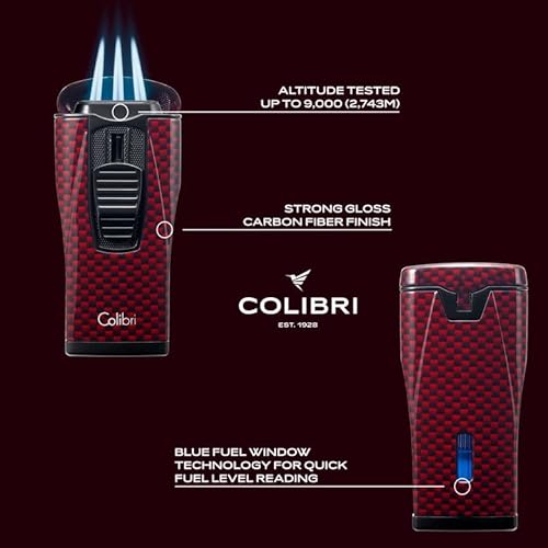Colibri Monaco Triple Flame Lighter - Red Carbon Fiber Print #TOP4