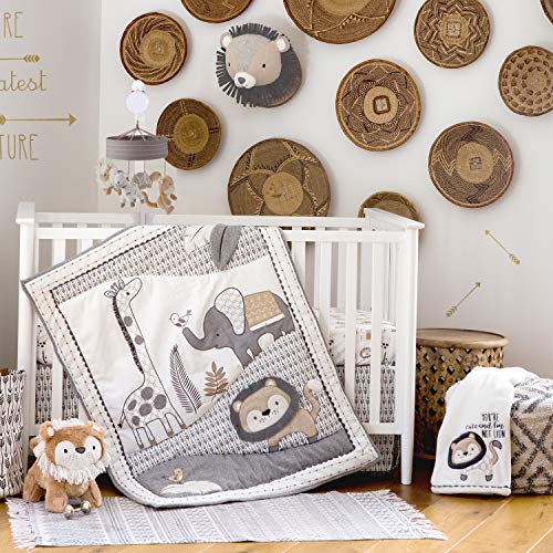 Levtex Baby - Tanzania Musical Rotating Baby Crib Mobile - Lion, Giraffe, Elephant - Grey, Tan, Cream - Nursery Accessories