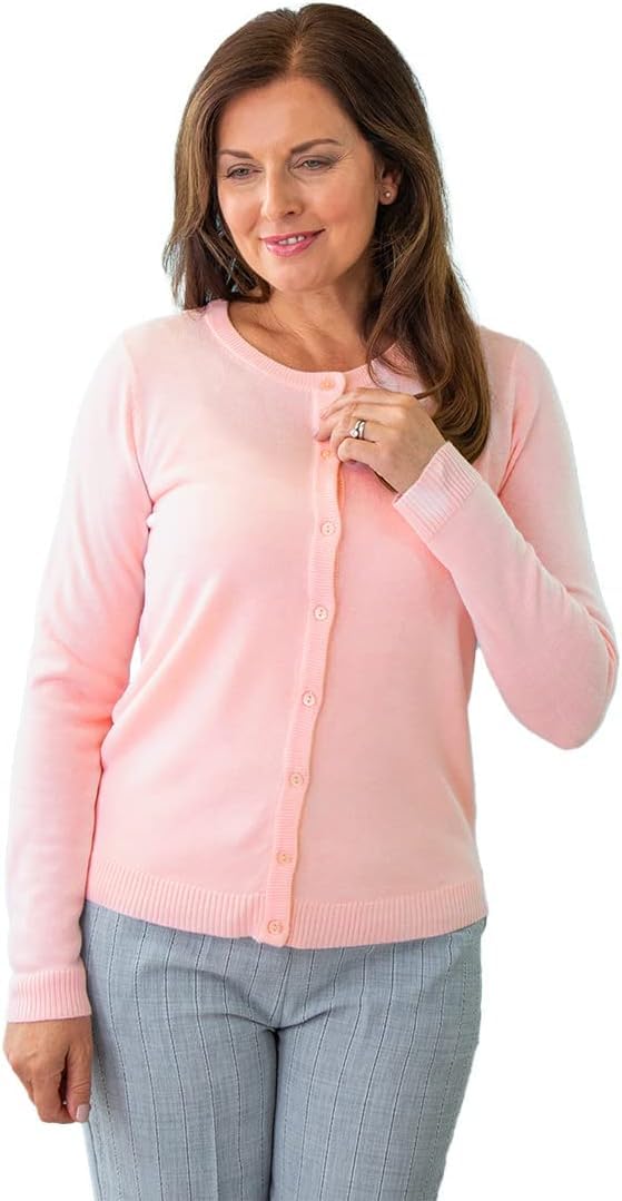 Fashion Friendly Women's Pink Soft Knit Cardigan - Size 10