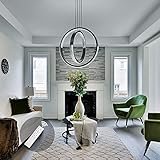 IKK Modern LED Chandelier, Dimmable with Remote Control, Acrylic in Crystal Shape Light Fixture, 2 R