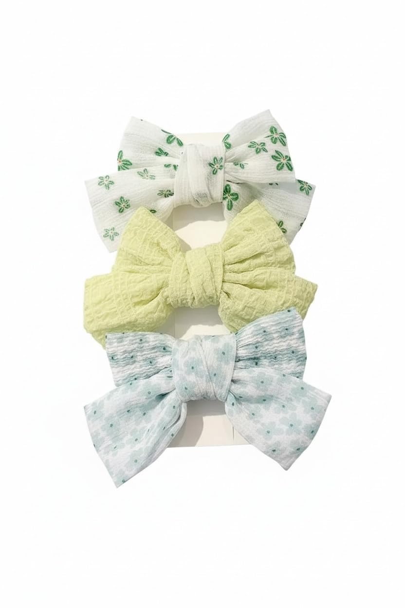 Toddler Girls Hair Bow Clip – Large 13cm Floral Fabric Bow, Lightweight Cute Hair Accessory for Kids (Yellow)