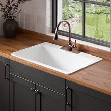 Sinkology Jackson Crisp White Fireclay Drop-In Kitchen Sink - 33 Inch Single Bowl - SureFire Fireclay Wont Chip, Crack, or Stain - 3-Hole - Sinkology Everyday