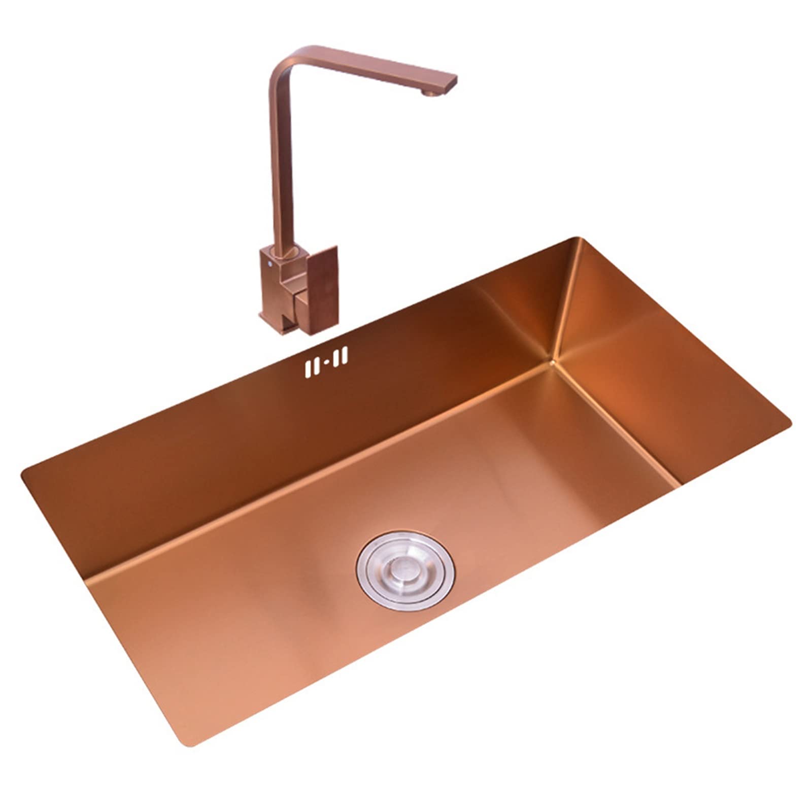 WIQUYBML Kitchen Sink Center Island Rose Gold Nano Handmade Large Single With Square Faucet Undercounter Basin (Color : gold, Size 78 * 43 21cm)