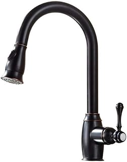 FMOGE Mélangeur De Cuisine Robinet D'Évier De Cuisine Extractible en Cuivre Complet Robinet en Bronze Noir