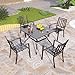 PHI VILLA 37 Inch Outdoor Dining Table Metal Steel Slat Square Patio Dining Table with 1.57