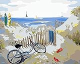 beach bicycle cruiser 🍁 【FARBBÜRSTEN-KIT】 - Malen nach Zahlen-Kits enthalten 3 verschiedene Größen hochwertiger Malpinsel für große oder kleine Bereiche, um die superfeinen Linien und Details einfach zu machen. Flexible und starke Adsorption, die Färbung ist voll und gleichmäßig, sie sind nach Gebrauch leicht zu reinigen. Es ist kein Mischen erforderlich. Passen Sie einfach den nummerierten Farbtopf an die Nummer auf der Leinwand an.
