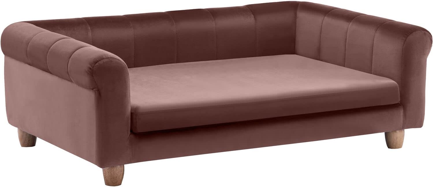 Critter Sitters 42-In. Elegant Brown Faux-Velvet Rectangle Pet Bed for Medium and Large Dogs