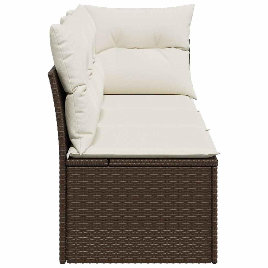 Divano da Giardino 3 Posti con Cuscini, Set Salotto Esterno in Polyrattan Marrone, Design Modulare con Van Portaoggetti, per Terrazzo e Giardino, Colore Marrone, 172 x 62 x 69 cm