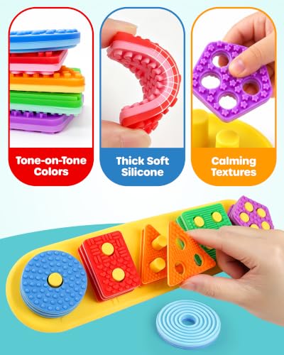 D-FantiX Montessori Silicone Sorting & Stacking Toys for Toddlers 1-3 - Image 4