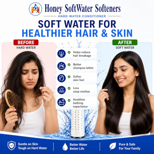 Image of Honey Hard Water Softeners for Home /Overhead Tank | Whole House Water Filter System | No Electricity No Plumbing | Bathroom Kitchen Tank Softener | Anti Scale Hair Skin Protection Easy Installation