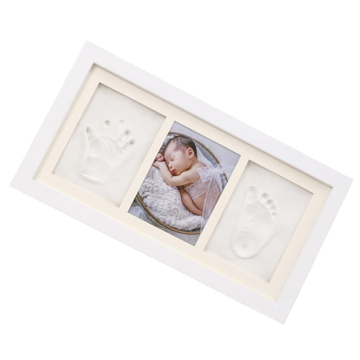 TOYANDONA Marco de Huella de Manos y Pies para Niño Recién Nacido, Kit de Madera para Adorno de Habitación y Recuerdo Personalizado
