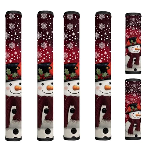 Image of 6 Piece Refrigerator Handle Covers Christmas Fridge Handle Covers Washable Appliance Handles Cover for Fridge Microwave Stove Dishwasher Christmas Decor for Kitchen