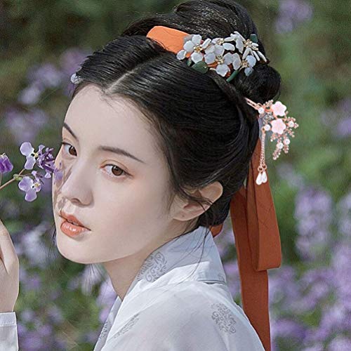 Beaupretty 2 peças de palitos de cabelo vintage, pauzinho de cabelo chinês retrô com borla de flor d