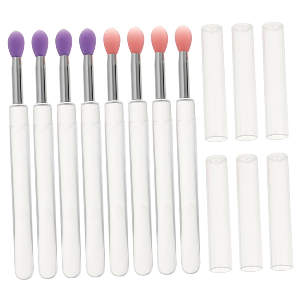 NOLITOY 6pcs Silicone Lip Brush Caps Lip Mask for Eye Shadow Makeup Brush Set Portable Easy to Use