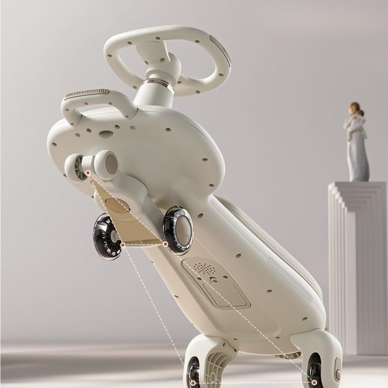 Coche de paseo para niños con luces musicales, ruedas silenciosas, remolque, uso interior y exterior, regalo seguro y educativo triciclo