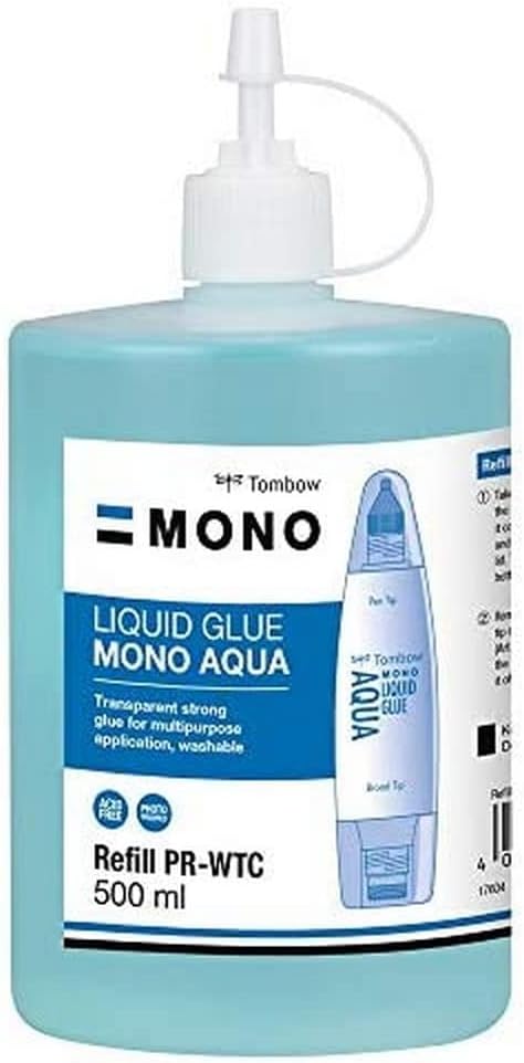 Tombow PR-WTC, Nachfüllung 500 ml, für Flüssigkleber PT-WTC, mit 2 Spitzen Tombow PR-WTC, Nachfüllung 500 ml, für Flüssigkleber PT-WTC, mit 2 Spitzen