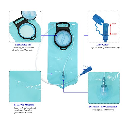 DECDEAL Reservoir Bag Outdoor 2 litros Hidratação bexiga Leakproof proof água com uma fácil limpeza