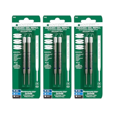 Monteverde Capless Ceramic Gel Refill to Fit Parker Ballpoint Pens, Broad Blue/Black (P443BB) Cover