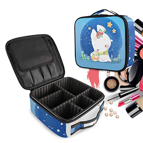 Trousse sac cosmétique Bleu Lune Nuit avec cloisons amovibles pour maquillage