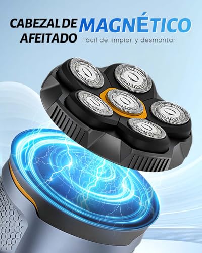 Trongle Afeitadora Cabeza Hombre 6D, Máquina Afeitar Cabeza Eléctrica Recargable Wet&Dry, Carga Rápida USB-C, Pantalla LED, Cabezas Rotatorias, Cabezal Desmontable, Impermeable IPX6, Regalo para Él - imagen 4