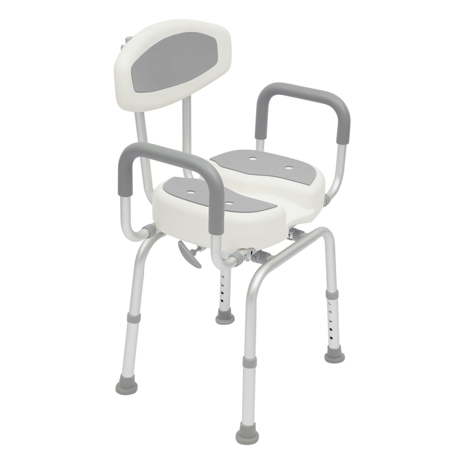 Taburete de ducha, 79 – 89,5 cm, asiento de ducha, asiento de ducha, silla de ducha regulable en altura con respaldo, asiento de ducha giratorio en casas, hospitales, residencias de ancianos
