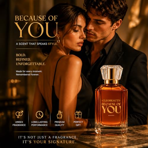 Image of TheCLEOBEAUTYCo Because Of You Eau De Parfum for Men & Women | 100ml Perfume + Free 15ml Pocket Perfume | Long Lasting Luxury Unisex Fragrance | Premium EDP with Citrus, Floral & Woody Notes