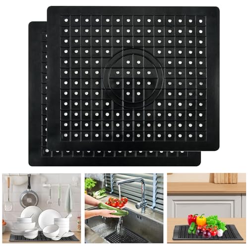 thirei 2 Piezas Inserto para Fregadero, Alfombrilla Fregadero Cocina, 31 x 26 cm, para Cocina y Baño, Negro