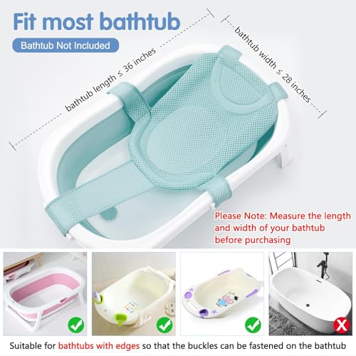 Image of Colorlife Baby Bath Seat Support Net Infant Bathing Seat Support Mat, Adjustable Comfortable Non-Slip Five-Pointed Baby Shower Net Bathtub Sit Up Mesh for Newborn 0-12 Months-Green(No Bathtub)