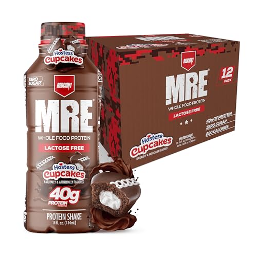 Image of REDCON1 MRE Ready to Drink Protein Shakes Hostess, Cupcakes - Lactose Free RTD Protein Made with Real Whole Food Protein Blends - Easy to Digest Nutritional Shake (12 Pack)