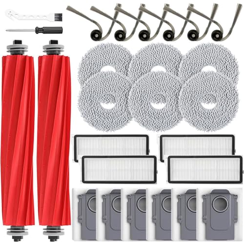 Image of 26 Pcs QV 35A Replacement Accessories For Roborock QV 35A, QV 35S, QR 598, QR 798 Robot Vacuum,2 Main Brushes,4 HEPA Filters+6 Side Brushes+6 Mop Pads+6 Dust Bags
